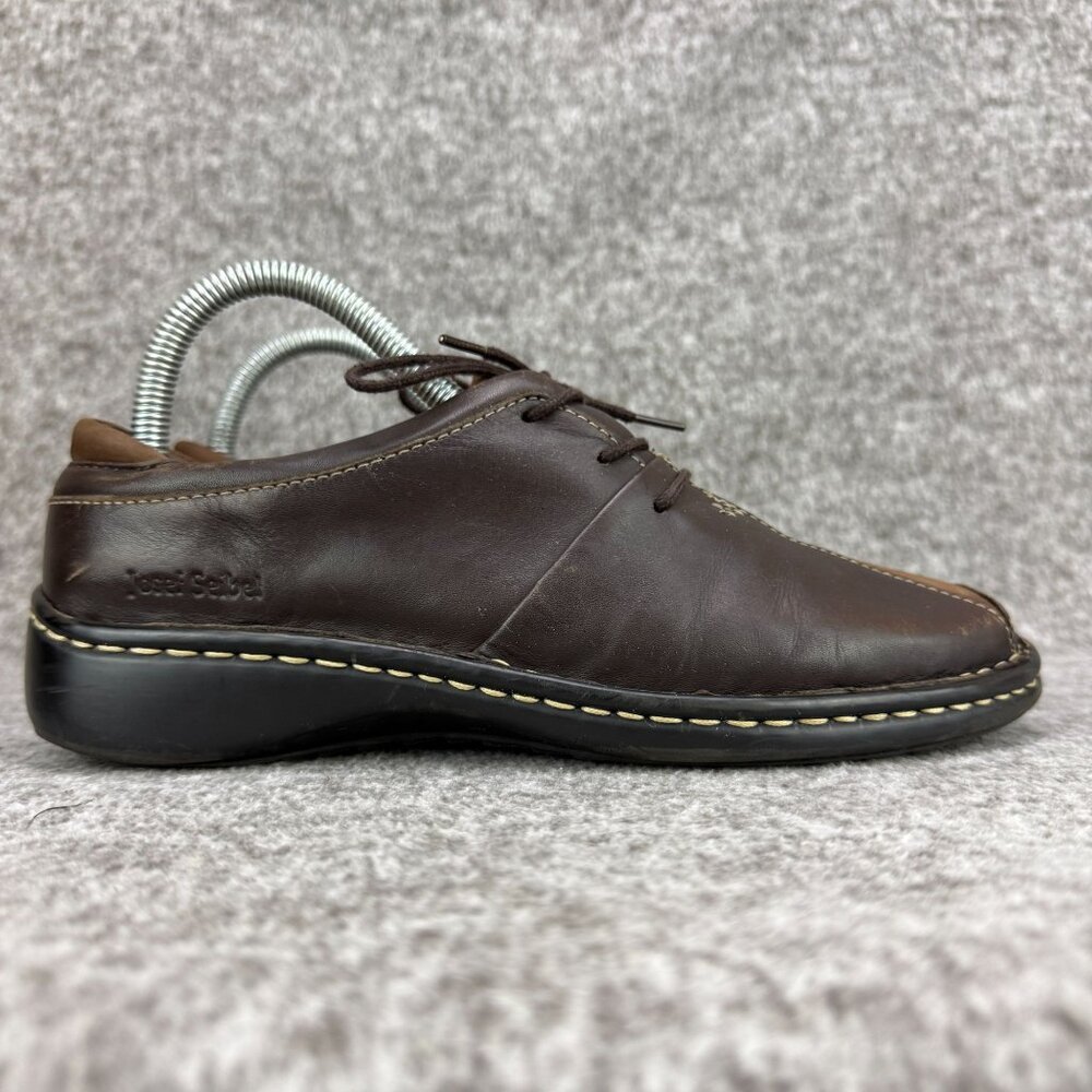 ✅Josef Seibel Brown Leather Bicycle Toe Casual Comfort Loafer Shoes Womens EU 37